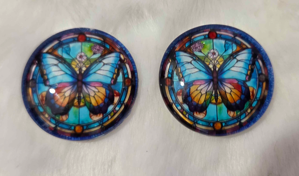 25mm Stained Glass Style Cabochon, Glass, Glue-on - See Color Options