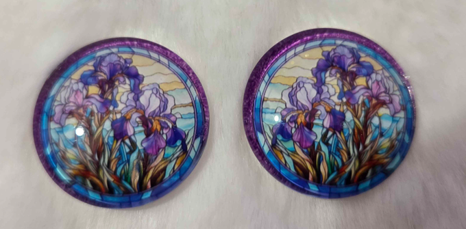 25mm Stained Glass Style Cabochon, Glass, Glue-on - See Color Options