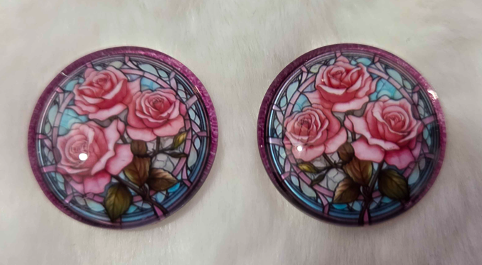 25mm Stained Glass Style Cabochon, Glass, Glue-on - See Color Options