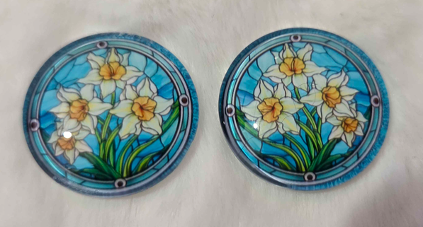 25mm Stained Glass Style Cabochon, Glass, Glue-on - See Color Options