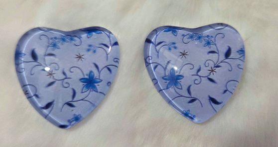 25mm Floral Heart Cabochon, Glass, Glue-on - See Color Options