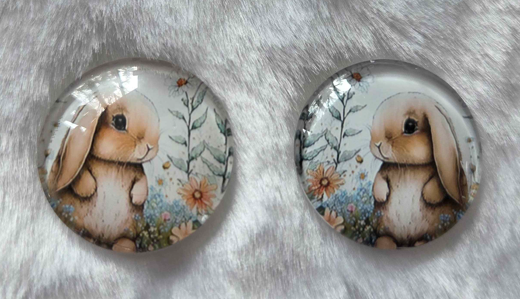 25mm Bunny Rabbit Cabochon, Glass, Glue-on - See Color Options