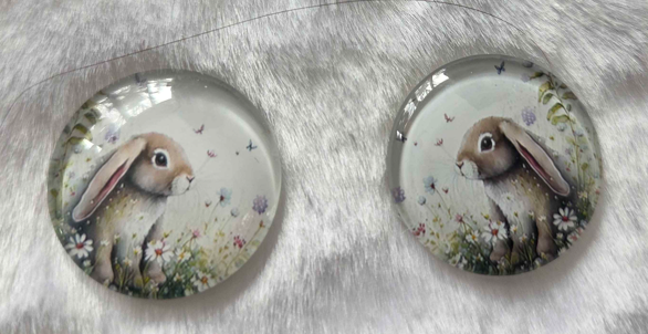25mm Bunny Rabbit Cabochon, Glass, Glue-on - See Color Options