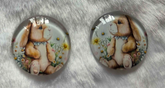 25mm Bunny Rabbit Cabochon, Glass, Glue-on - See Color Options