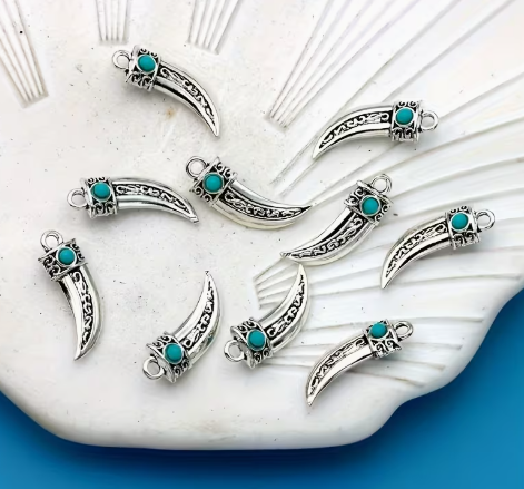 22*10mm Ox Horn Charm with Turquoise