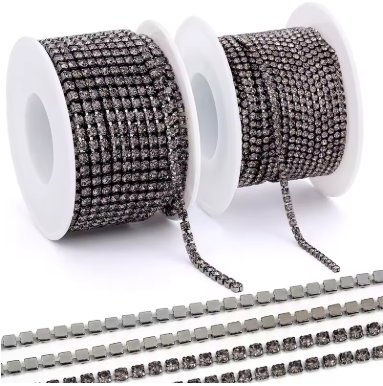 1 Yard SS6 Volcano, Metal Rhinestone Chain Banding - See Color Options