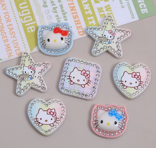 25mm Kitty Character Cabochon, Glue-on, Resin - See Color Options