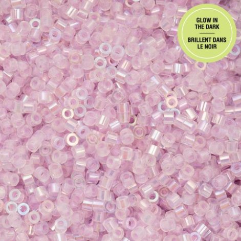 11/0 Cylin Bead, 25g Bag, Glow in Dark AB - Violet