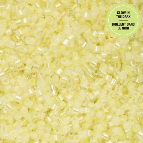 11/0 Cylin Bead, 25g Bag, Glow in Dark AB - Yellow