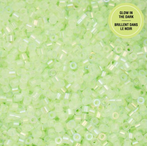 11/0 Cylin Bead, 25g Bag, Glow in Dark AB - Light Green