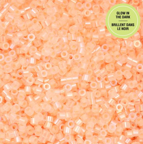 11/0 Cylin Bead, 25g Bag, Glow in Dark AB - Orange