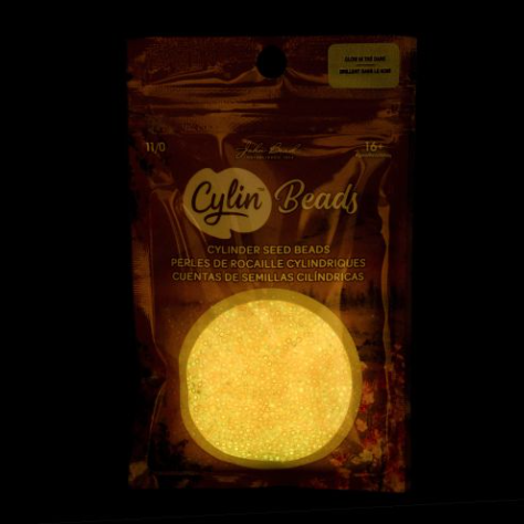 11/0 Cylin Bead, 25g Bag, Glow in Dark AB - Orange