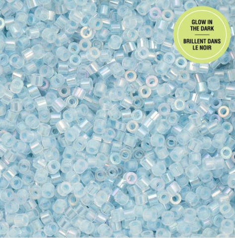 11/0 Cylin Bead, 25g Bag, Glow in Dark AB - Blue