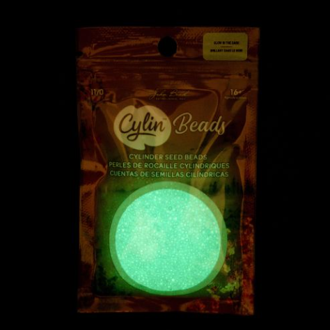 11/0 Cylin Bead, 25g Bag, Glow in Dark AB - Blue