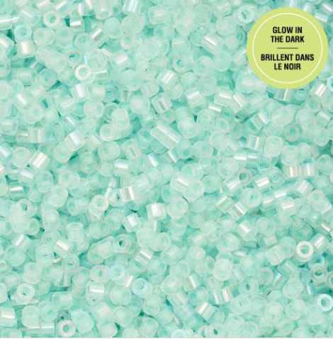 11/0 Cylin Bead, 25g Bag, Glow in Dark AB - Turquoise