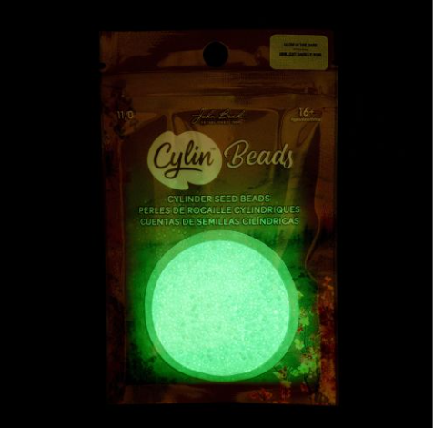11/0 Cylin Bead, 25g Bag, Glow in Dark AB - Turquoise