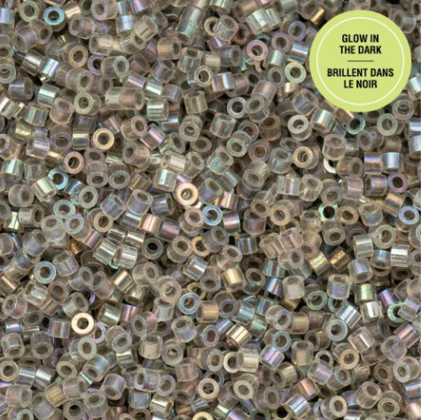 11/0 Cylin Bead, 25g Bag, Glow in Dark AB - Grey