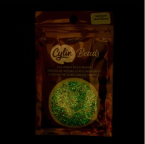 11/0 Cylin Bead, 25g Bag, Glow in Dark AB - Grey