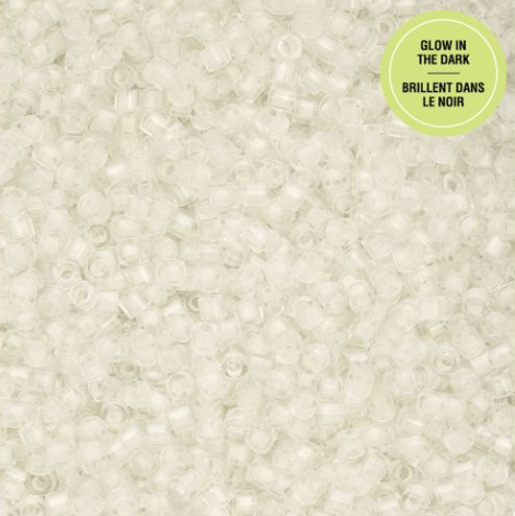 11/0 Cylin Bead, 25g Bag, Glow in Dark - White to Green
