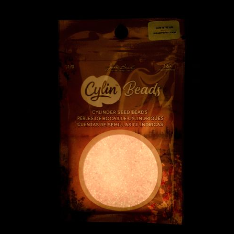 11/0 Cylin Bead, 25g Bag, Glow in Dark - Pink