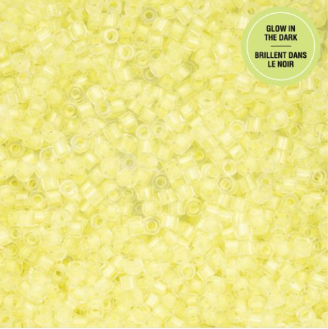 11/0 Cylin Bead, 25g Bag, Glow in Dark - Yellow