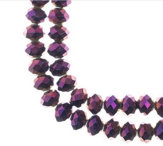 Crystal Lane DIY Rondelle 2 Strand 7in, 8x10mm, Opaque Purple Iris
