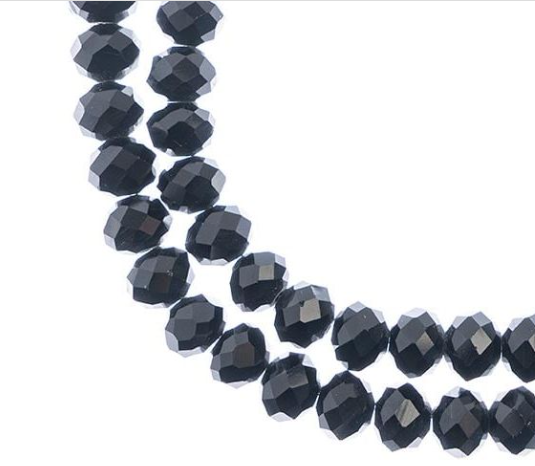 Crystal Lane DIY Rondelle 2 Strand 7in, 8x10mm, Opaque Black