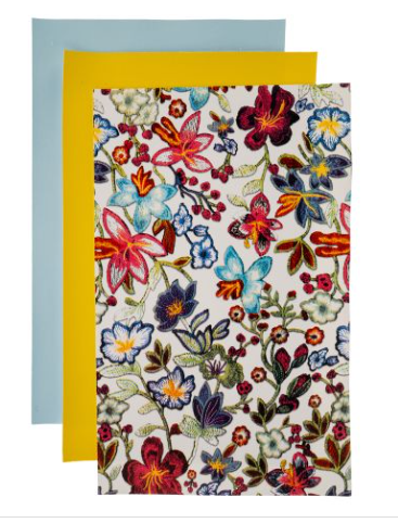 PrettyBack Faux Leather Sheet 5x8in Floral/Yellow/Light Blue 3pcs