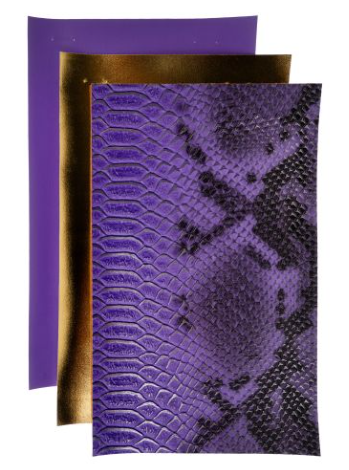 PrettyBack Faux Leather Sheet 5x8in Animal Print/Purple/Gold 3pcs