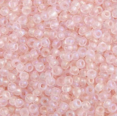10/0 Preciosa Seed Beads, Transparently Light Pink Rainbow