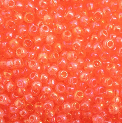 10/0 Preciosa Seed Beads, Transparent Salmon Pink Rainbow AB