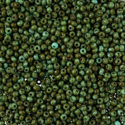 10/0 Preciosa Seed Beads, Travertine on Turquoise