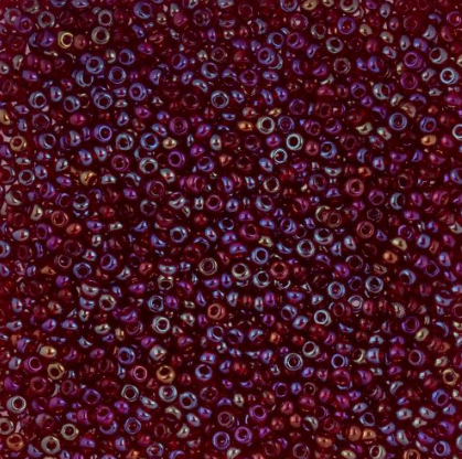 10/0 Preciosa Seed Beads, Transparent Red Iris