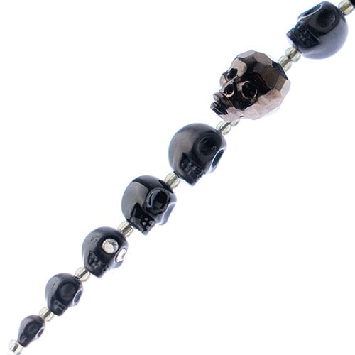 Assorted Skulls Bead Strand 6.5in - See Color Options