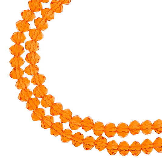 Crystal Lane Rondelle 2 Strand 7in (apx110pcs) 3x4mm Transparent Orange