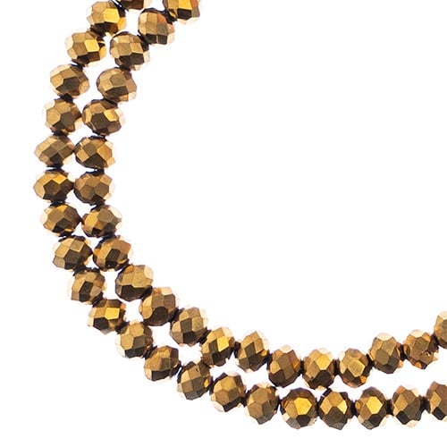 Crystal Lane Rondelle 2 Strand 7in (apx110pcs) 3x4mm Opaque Gold Iris
