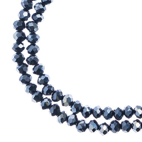 Crystal Lane Rondelle 2 Strand 7in (apx110pcs) 3x4mm Opaque Gunmetal Luster