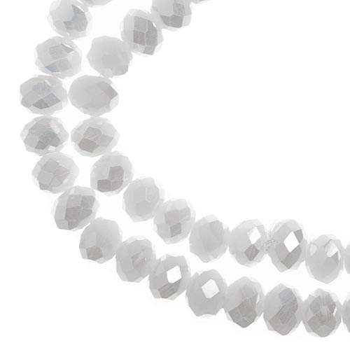Crystal Lane Rondelle 2 Strand 7in (apx78pcs) 4x6mm Opaque White Matt AB