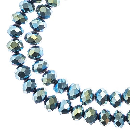 Crystal Lane Rondelle 2 Strand 7in (apx78pcs) 4x6mm Opaque Green Iris