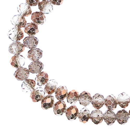Crystal Lane Rondelle 2 Strand 7in (apx78pcs) 4x6mm Transparent Crystal w/Half Copper Iris
