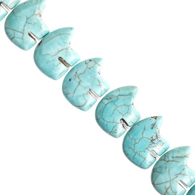 18x13mm Bears, 8in Strung, Reconstructed Turquoise