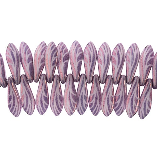 Czech Glass Dagger Bead Strand, Laser Etched Design, 4in, 25pc, 5x16mm - See Color Options