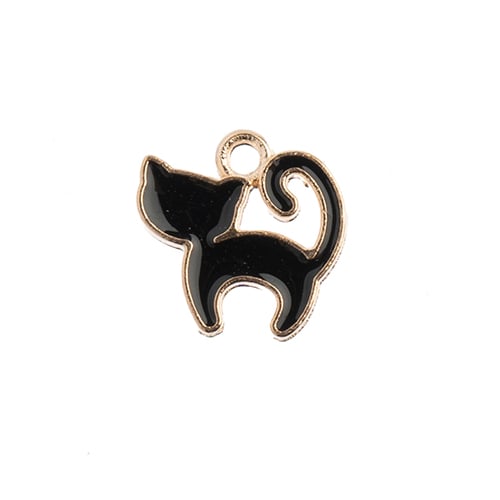 Sweet & Petite Charms, 13x13mm Kitty Cat, Black