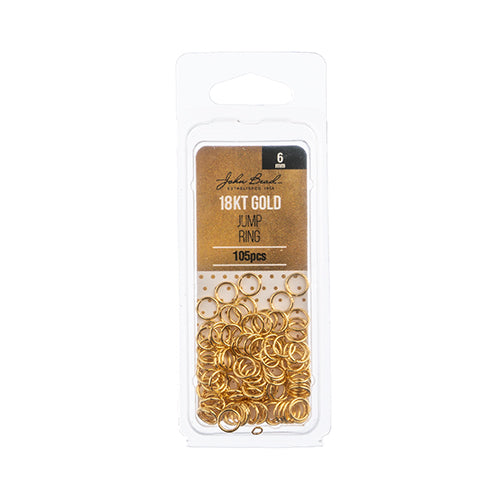 18kt Gold Plated Jump Ring 6x0.7mm 21 gauge, 105pcs