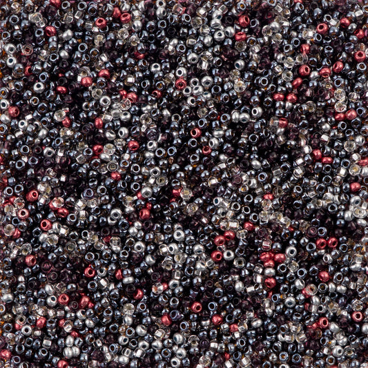 10/0 Preciosa Seed Beads Steel and Scarlet Mix