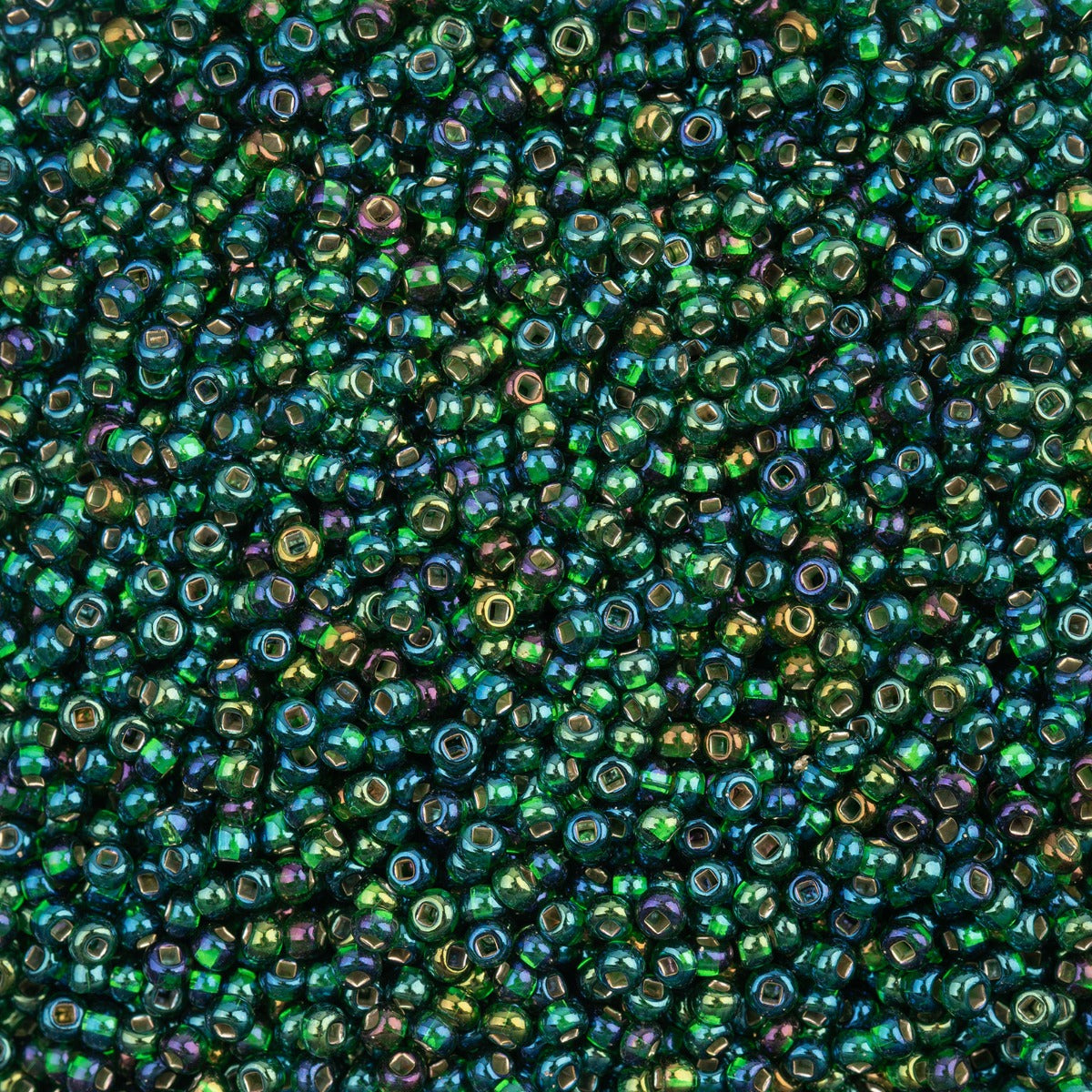 8/0 Preciosa Seed Beads  S/L Green Rainbow