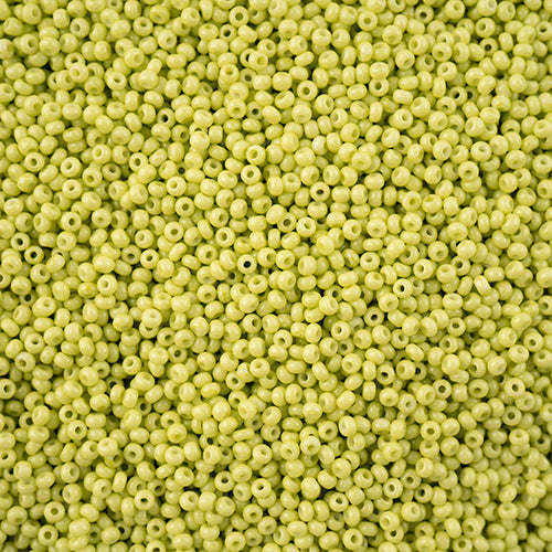 Perles de rocaille Preciosa 11/0 teintées à la craie vert clair Solgel, flacon de 23 g