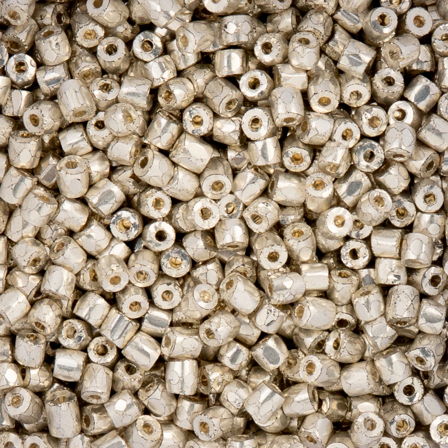 9/0 3Cut Czech Seed Beads, 13g vial, Opaque Silver Terra Metallic Dyed