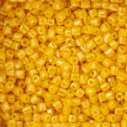 9/0 3Cut Czech Seed Beads, 13g vial, Opaque Golden Yellow Luster