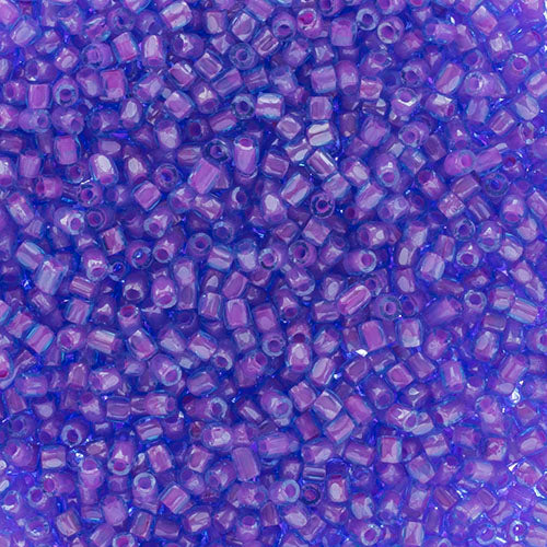 3-Cut 9/0 Czech Seed Beads Transparent C/L Fuchsia
